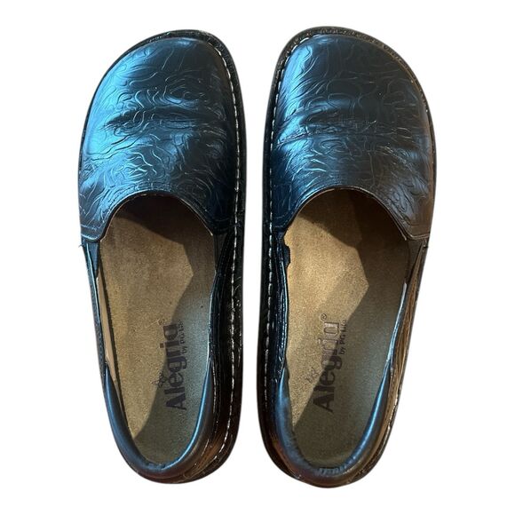 Alegria Deb 531 Debra Rose Embossed Black Leather Shoes Size 38 - 8-8.5 US - Picture 7 of 16